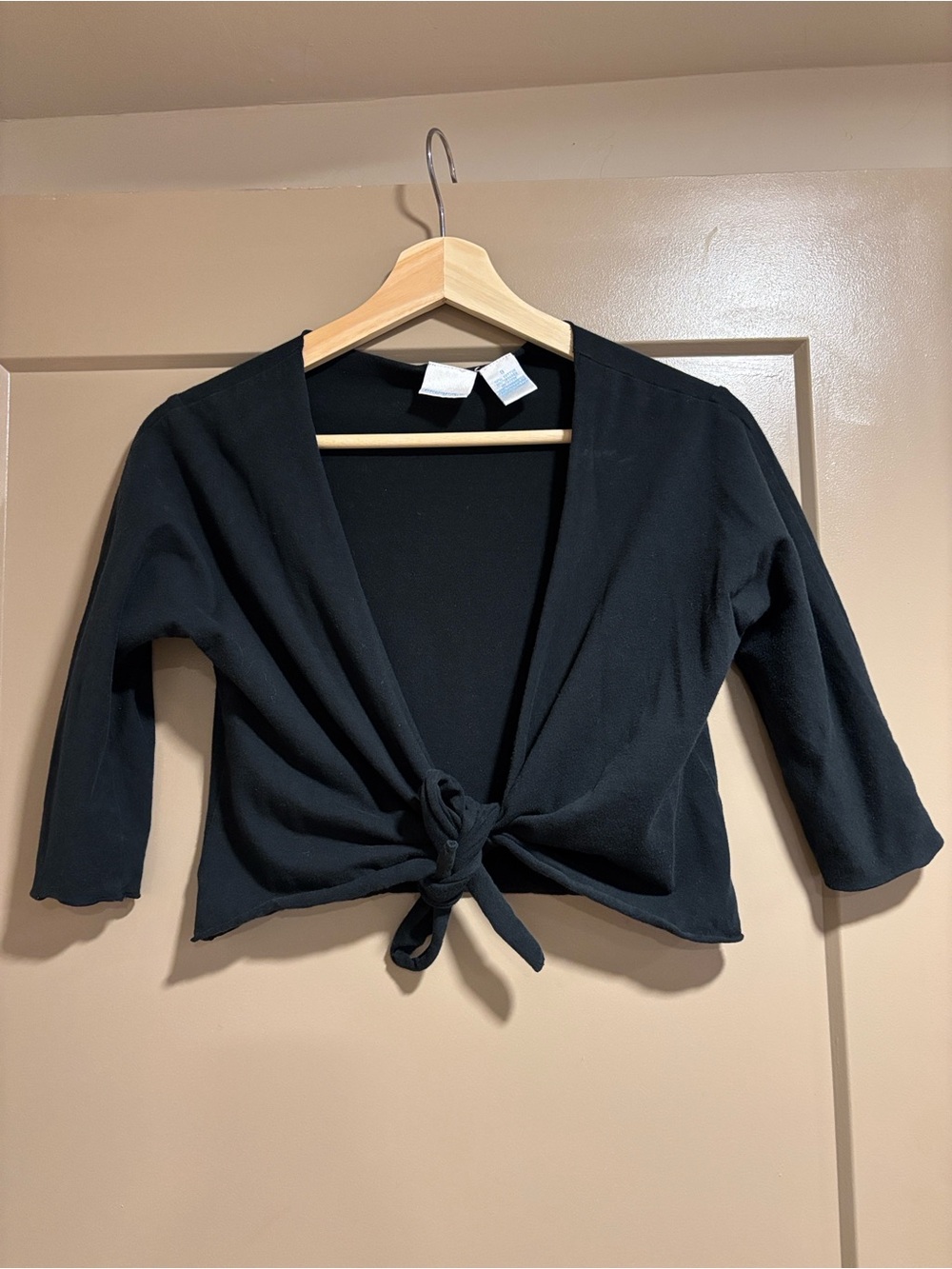 ProSpirit Black Tie-Front Women's Shrug Top